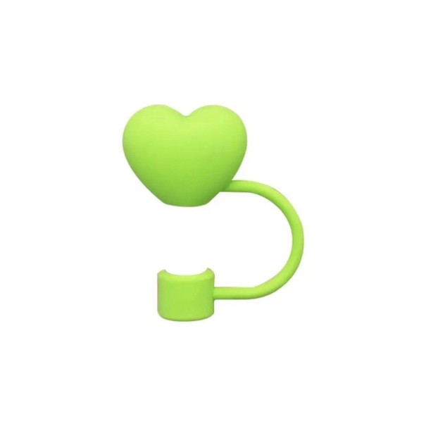 Funda de silicona para pajita con forma de corazón Diámetro 10 mm Protección higiénica para pajitas Tapa elegante Tapa reutilizable Brčko para viajes verde