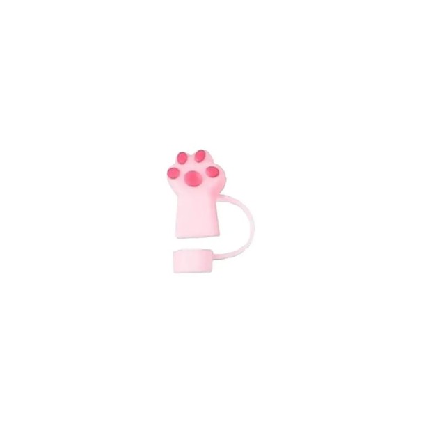 Funda de silicona para pajita con forma de pata de gato Diámetro 10 mm Protección higiénica Cierre elegante Tapa reutilizable Brčko para viajes rosa