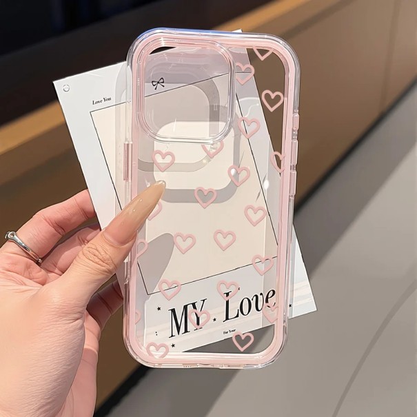 Funda de silicona transparente para iPhone 17 Air Funda protectora a prueba de golpes con motivo de corazón Funda delgada y flexible rosa