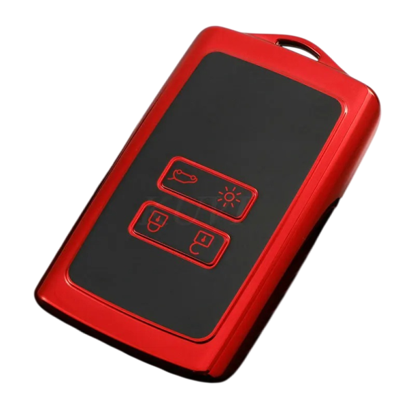 Funda de TPU para mando a distancia para Renault y Dacia con llavero, compatible con Koleos, Kadjar, Clio, Captur, Megane, Talisman, Espace, Zoe, Scenic 4, Arkana, Sandero rojo
