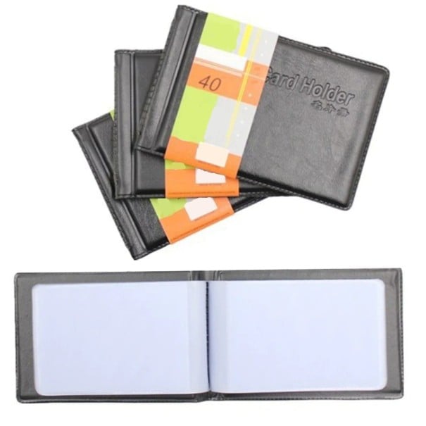 Funda de viaje para tarjetas y documentos de cuero PU Fundas transparentes de PVC Apertura tipo libro Bordes cosidos Dimensiones compactas 9,8 x 7,2 x 1