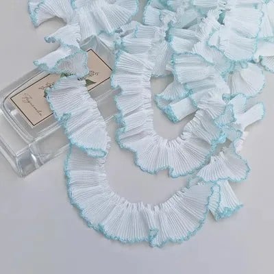 Fundă din dantelă albă 3 cm x 91 cm Fundă decorativă din șifon cu margine ornamentală Dantelă decorativă pentru cusut haine decorațiuni albastru