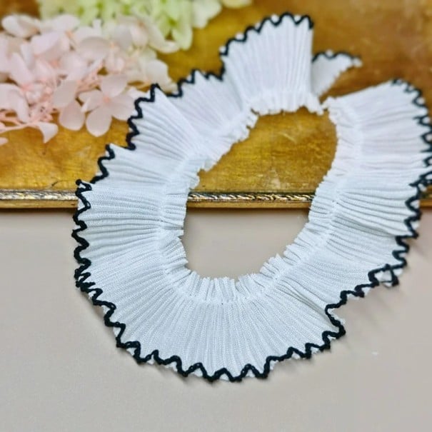 Fundă din dantelă albastră 3 cm x 91 cm Fundă decorativă din șifon cu margine decorativă Dantelă decorativă pentru cusut îmbrăcăminte negru