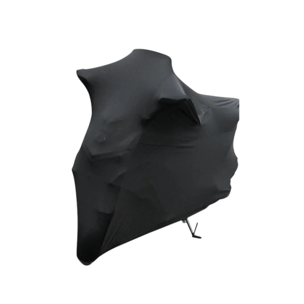 Funda elástica negra para motocicleta para exterior, funda protectora antipolvo y UV para motocicletas de 210 a 220 cm de largo, uso en exteriores. 1