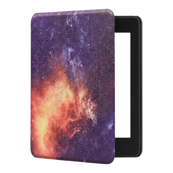 Funda flip fucsia y naranja de 6 pulgadas para Kindle de 10. generación 2019 con estampado de un espacio lleno de estrellas y con correa para la mano 1