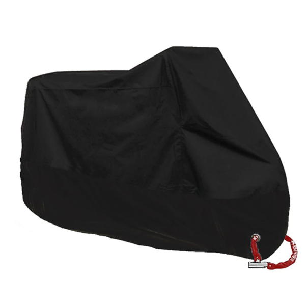 Funda impermeable para moto de exterior 220–230 cm Lona de poliéster protectora contra la lluvia y los rayos UV Funda impermeable para moto negro