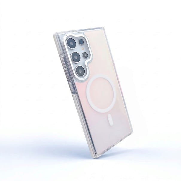 Funda magnética mate para Samsung Galaxy A55 con soporte para carga inalámbrica Bordes transparentes Protección de la cámara Funda para móvil blanco