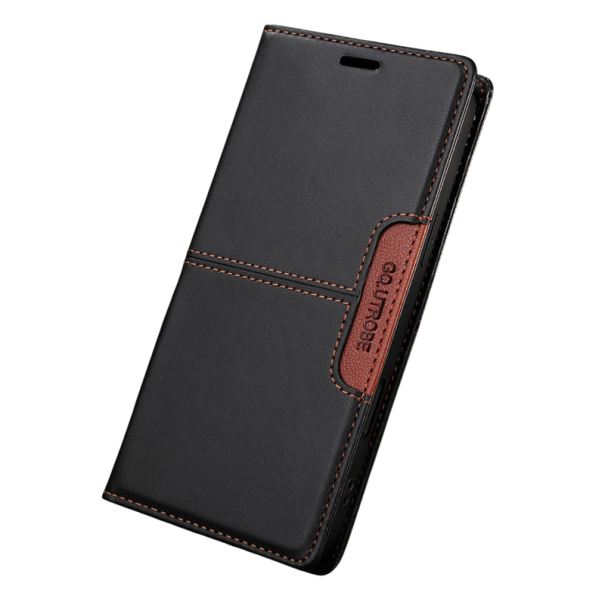 Funda magnética tipo flip para iPhone 17 Pro Cuero sintético Funda protectora con compartimentos para tarjetas de crédito Cierre magnético negro
