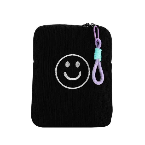 Funda para MacBook y iPad con cara sonriente de 14 pulgadas, 35 x 26 cm negro