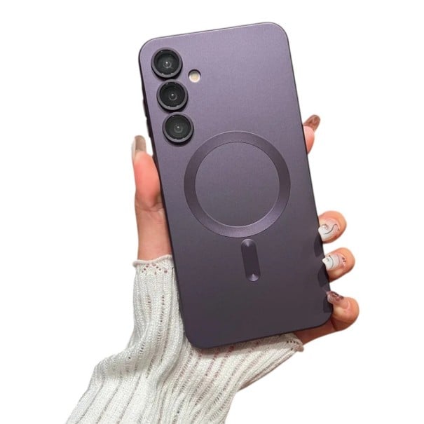 Funda para Samsung Galaxy A56 Cristales protectores para la cámara Anillo magnético Protección de la parte trasera y los laterales Funda morado