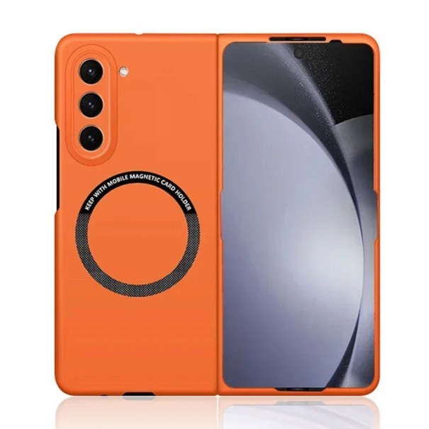 Funda para Samsung Galaxy Z Fold 7 Ultra delgada sin marco con sujeción magnética Carga inalámbrica Protección de la cámara Para el día a día naranja