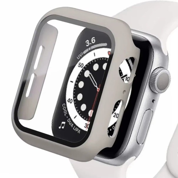 Funda protectora avanzada para Apple Watch 40 mm, vidrio templado 360° y marco rígido para Series 4, 5, 6, SE, máxima protección de la pantalla gris