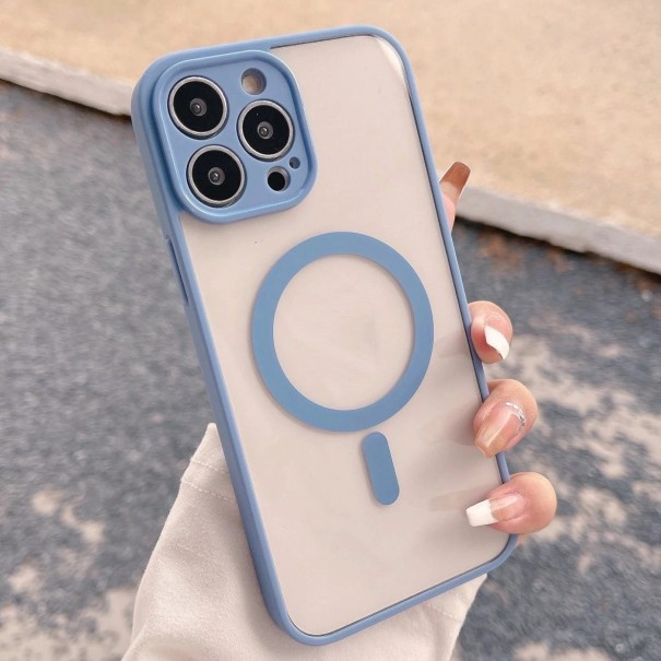 Funda protectora con soporte MagSafe para iPhone 15 azul claro Funda protectora con soporte MagSafe para iPhone 15 azul claro