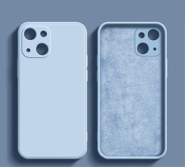 Funda protectora de silicona para iPhone 15 azul claro