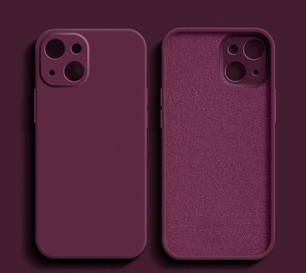 Funda protectora de silicona para iPhone 15 Pro burdeos