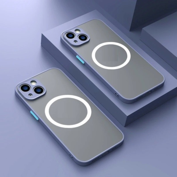 Funda protectora mate compatible con MagSafe para iPhone 15 Plus gris