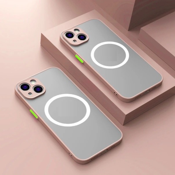 Funda protectora mate compatible con MagSafe para iPhone 15 rosa