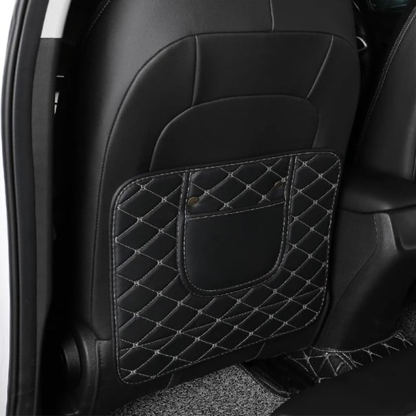 Funda protectora para la parte trasera del asiento de coche 43×36 cm con bolsillo acolchado impermeable contra salpicaduras y suciedad negra 1