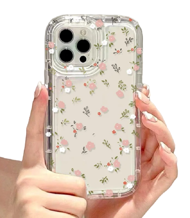 Funda protectora transparente con motivo de flores rosas para Samsung Galaxy S23 1