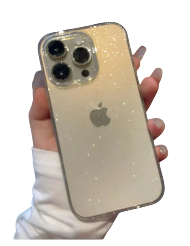 Funda transparente con purpurina para iPhone 15 Pro Max Carcasa flexible antigolpes Diseño elegante y duradero Protección contra arañazos e impactos color transparente