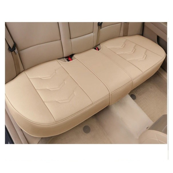 Funda universal de cuero para asiento trasero Funda protectora para coche en banco de tres plazas Cuero artificial de primera calidad Asiento cómodo Impermeable Fácil de instalar beige