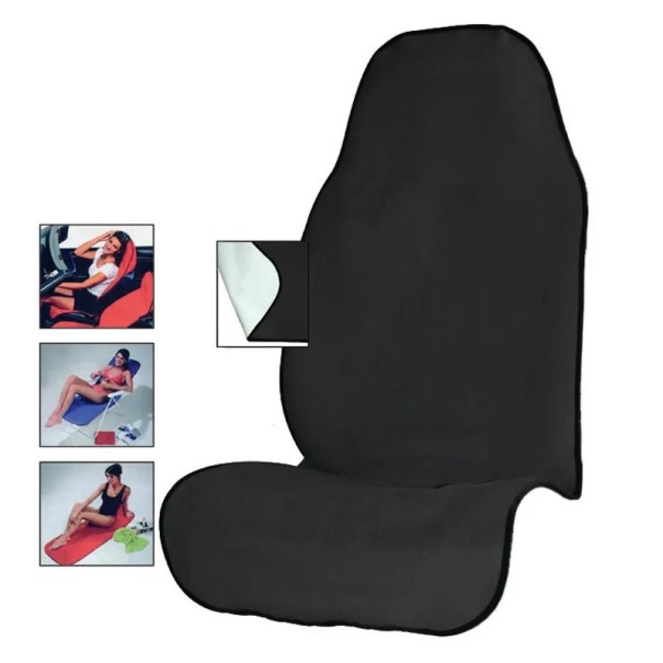 Funda universal para asiento delantero de coche fabricada en tejido de rizo Protección súper absorbente contra el sudor y la humedad Secado rápido con ganchos negro