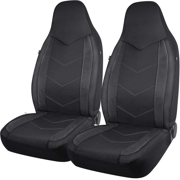 Fundas para asientos de coche 2 unidades, compatibles con automóviles personales, SUV, camiones, furgonetas, poliéster negro