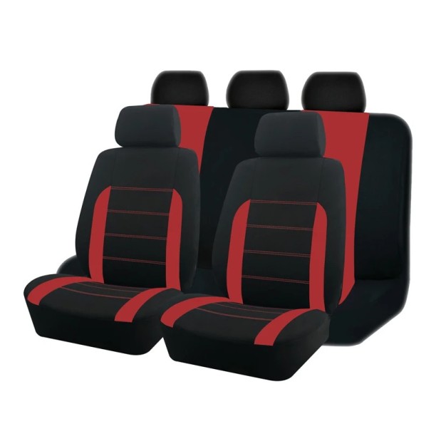 Fundas universales para asientos de coche de 5 plazas Fundas protectoras para asientos delanteros y traseros Juego de fundas para asientos de coche con fundas para respaldo Poliéster Fácil instalación rojo