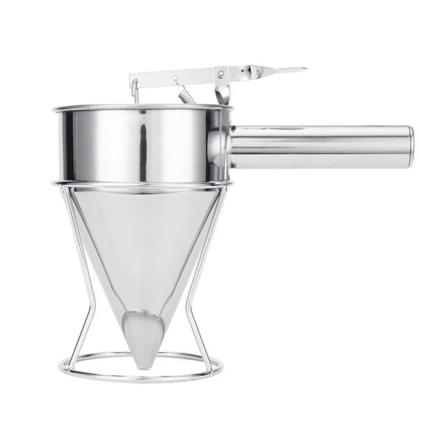 Funil dosador em inox 600 ml com suporte Dosedor compacto de massa para panquecas, muffins e coberturas, utensílio prático de cozinha 1