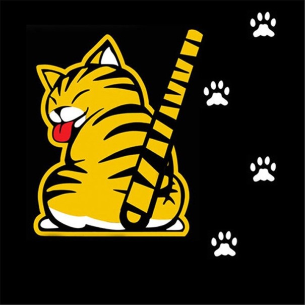 Funny Car Sticker - Cat yellow
