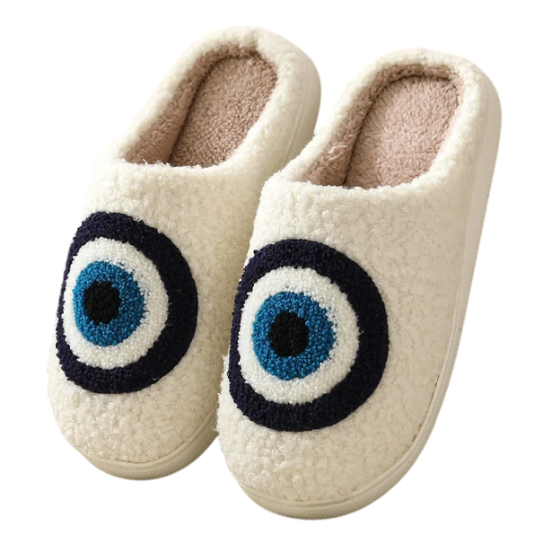 Furry Bekväma Blue Eye tofflor Söta plysch tofflor för hemmabruk Mjuka varma vinterskor Original stil