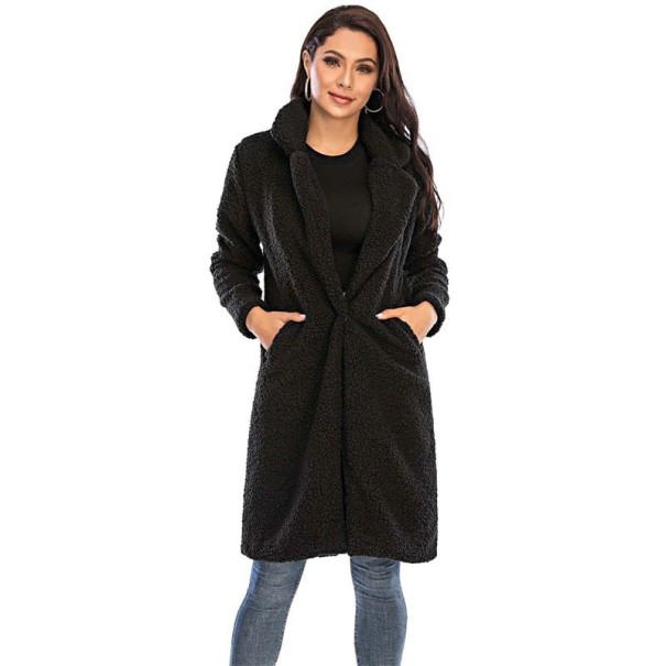 Furry coat för kvinnor P1398 tegelröd M