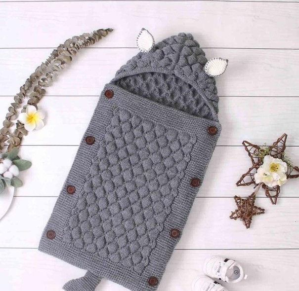 Fusak tricoté pour poussette gris