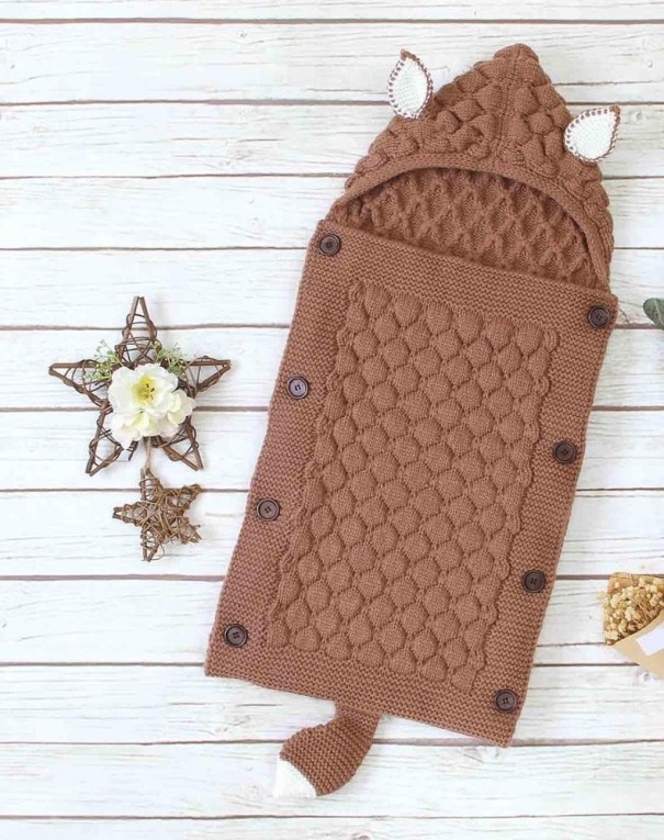 Fusak tricoté pour poussette marron
