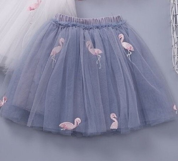 Fustă de fată cu flamingo L1055 gri 6