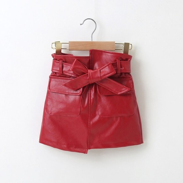 Fustă de piele pentru fată L1028 burgundy 3