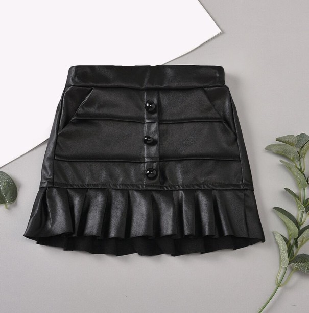 Fustă de piele pentru fată L1040 negru 2