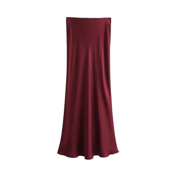 Fustă midi elegantă pentru femei, cu talie înaltă, stil stretch, pentru serviciu și petreceri, modă office, toamnă și primăvară roșu S