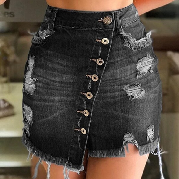 Fusta mini din denim asimetrică pentru femei negru M