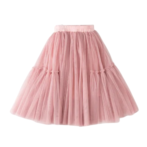 Fustă pentru fete Uni cu volane Dantelată Sub genunchi Bumbac și dantelă Elegantă fustă midi de sărbătoare roz 5