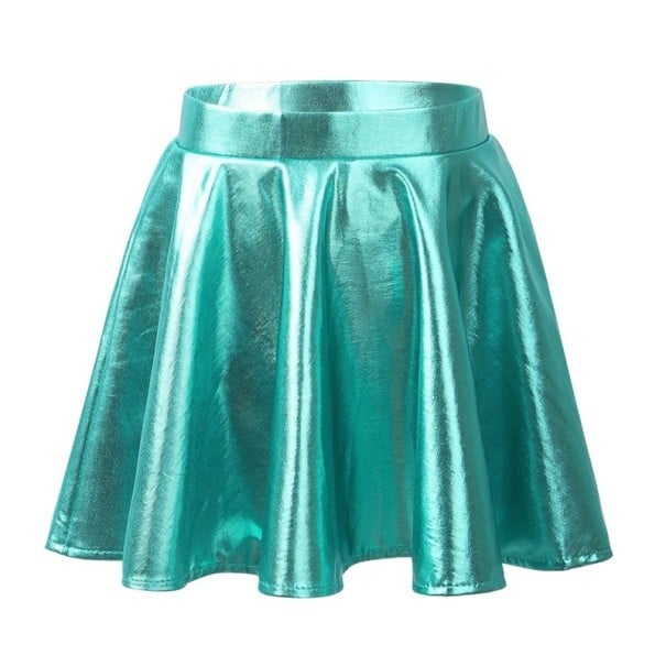 Fustă pentru fete Unicolor Lucioasă Peste genunchi Poliester Spandex Fustă elastică festivă pentru fete albastru deschis 10