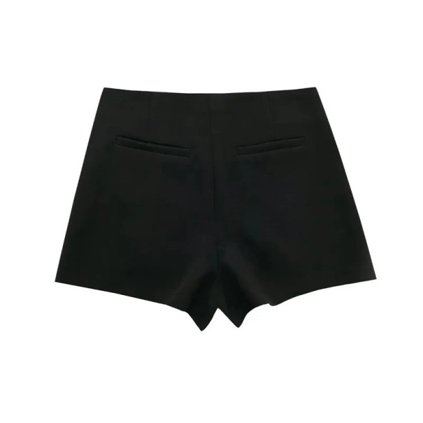 Fustă scurtă asimetrică cu talie înaltă. Fustă elegantă cu volane. Fustă mini elegantă cu pantaloni pentru femei, pentru oraș și vară. negru S