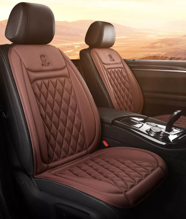 Fűthető üléshuzat Pamut fűthető autós üléshuzat 12 - 24V 2 db barna