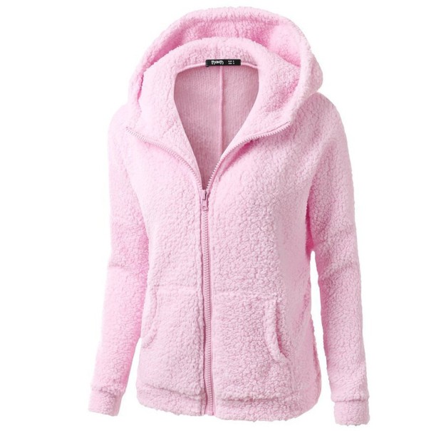 Futrzana damska bluza z kapturem różowy 3XL