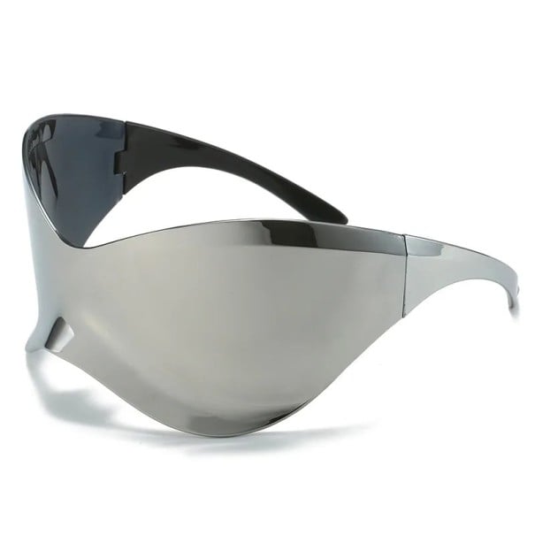 Futuristic Oversized Sunglasses Protective Glasses Oversized Sunglasses Modern Rounded Glasses Shaped Glasses 16 x 9.5 x 7.5 cm silver