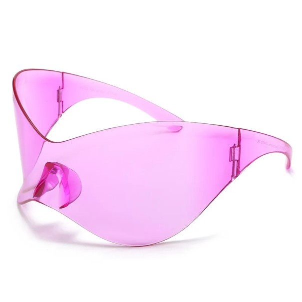 Futuristische Sonnenbrille, übergroße Schutzbrille, übergroße Sonnenbrille, moderne, abgerundete Brille, geformte Brille, 16 x 9,5 x 7,5 cm rosa