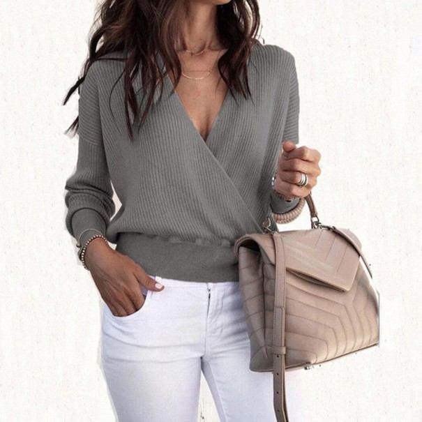 G355 Damen-Faltenpullover grau S
