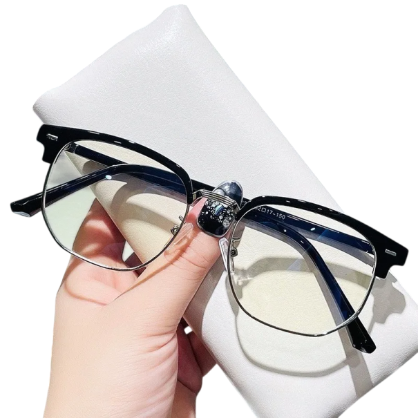 Gafas anti luz azul Marco liviano Cómodas de usar Protección para los ojos al trabajar en una computadora Lectura Dispositivos móviles negro y plateado