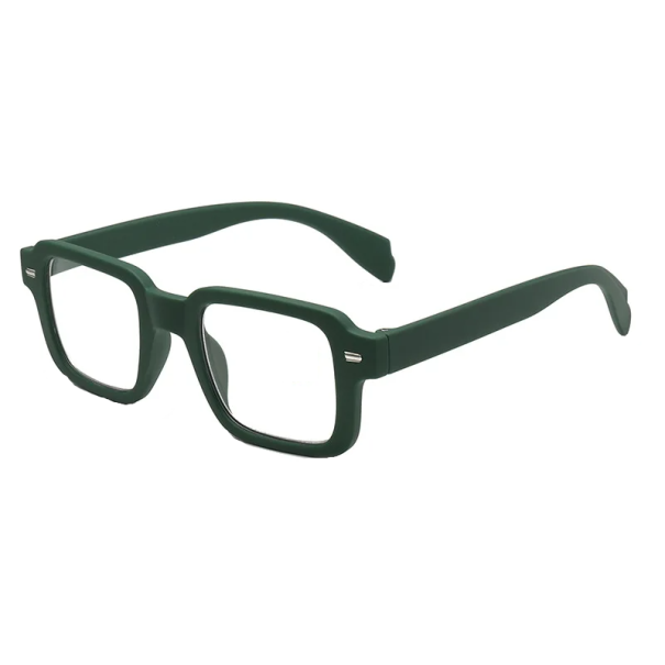 Gafas de lectura cuadradas de plástico +4.00 Protección contra la luz azul Gafas elegantes para trabajar con la computadora Marco liviano Aspecto moderno verde