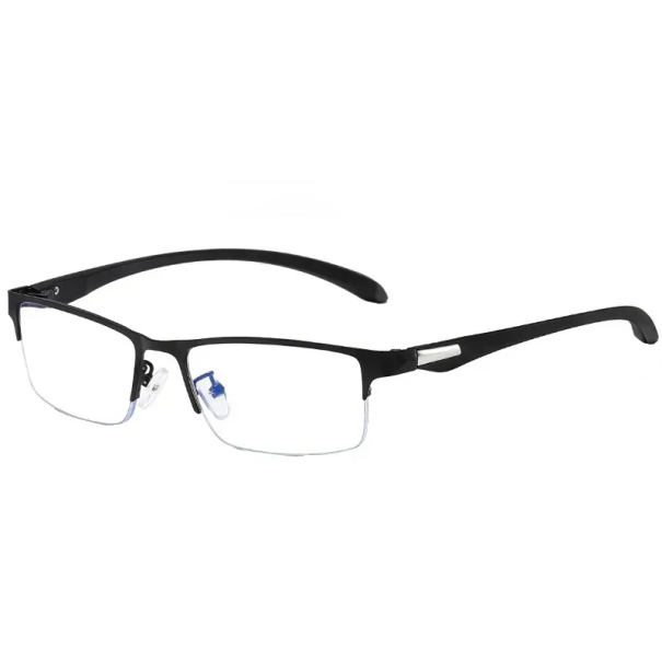 Gafas de lectura de metal negro +2.00 Gafas cuadradas con filtro de luz azul Aspecto elegante Construcción sólida Cómodas de llevar 1